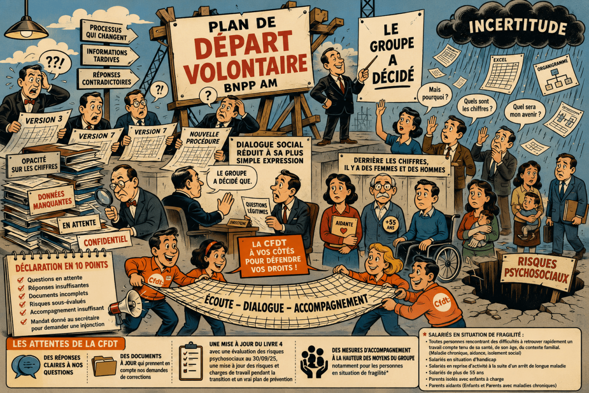 Plan de Départ Volontaire BNPP AM : Une consultation déloyale, des risques psychosociaux et une charge de travail sous&nbsp;évalués